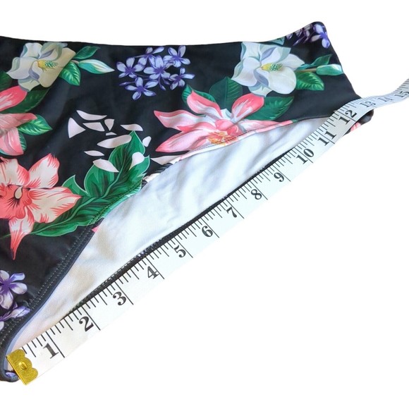 Women's Size 3X Black Tropical High-Rise Classic Bikini Swim Bottom New - Picture 3 of 6